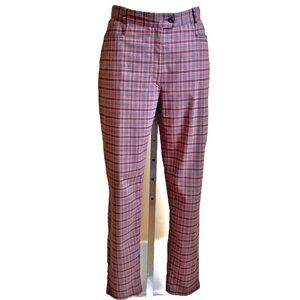 ROOTS Grey/Orange Checker Print Plaid Pants